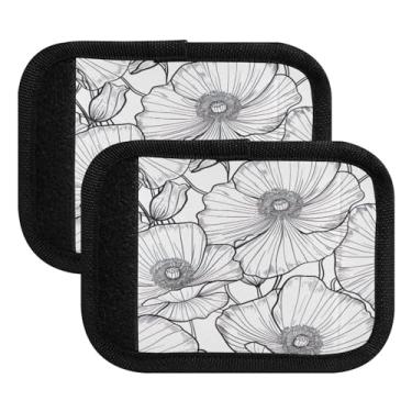 Imagem de Qilmy Lindas flores bagagem alça envoltório pacote 2 identificadores de bagagem etiqueta confortável alça pega capa para carrinho mala mala avião acessórios de viagem 947