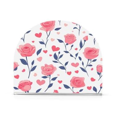 Imagem de STAYTOP Porta-guardanapos, rosas e corações Porta-guardanapos para mesas cozinha restaurante decoração de casa, suporte decorativo moderno para guardanapos de coquetel de papel de jantar
