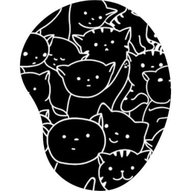 Imagem de Mouse Pad Ergonômico Gota Gatos Contorno Fundo Preto