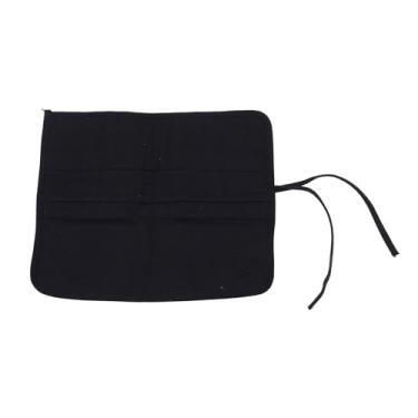 Imagem de Enrole o suporte do pincel de pintura em tela aberta com design superior 22 slots portátil artista pincel armazenamento organizador bolsa para materiais de arte pincéis de viagem (Preta)