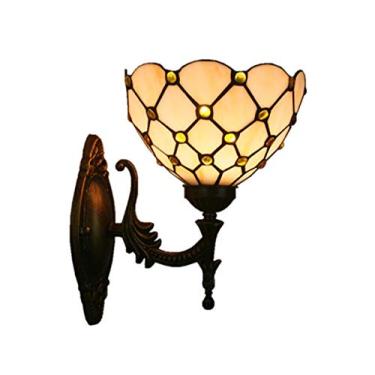 Imagem de Arandela de parede estilo Tiffany vintage minimalista com contas de cristal e vitrais para sala de estar, quarto, varanda, escada e corredor.