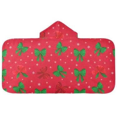 Imagem de Burbuja Toalha de banho com capuz de laço rosa para crianças, toalha de praia de pelúcia macia absorvente para chá de meninas e meninos 3-10 anos, 61 x 127 cm