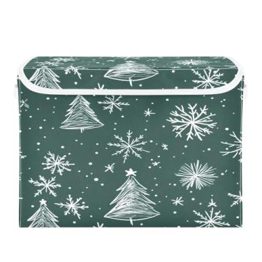 Imagem de CEBUGI Caixas de armazenamento com tampas caixa de armazenamento de tecido dobrável Cubo de árvore de Natal branco caixas organizadoras para armário de casa prateleiras de quarto 16,5 x 12,6 x 11,8