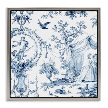 Imagem de Stupell Industries Arte de parede em tela flutuante com moldura dourada clássica de toile, design da Vintage Hustle, 45,7 x 45,7 cm