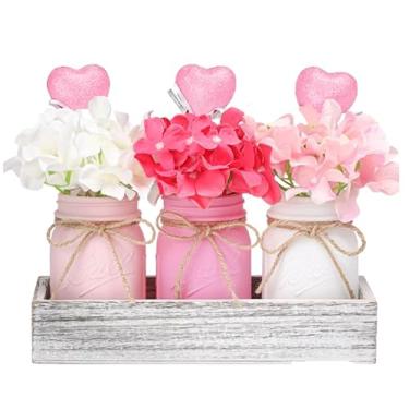 Imagem de Pote de pedreiro decorativo vermelho - presente de dia dos namorados para mulheres, decoração de dia das mães e aniversário, centros de mesa de casamento para decorações de dia dos namorados (rosa)