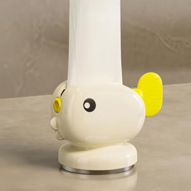 Imagem de Espremedor de pasta de dente em forma de baleia – dispensador de tubo de pasta de dente com ventosa com suporte adesivo para organização de banheiro (amarelo creme)