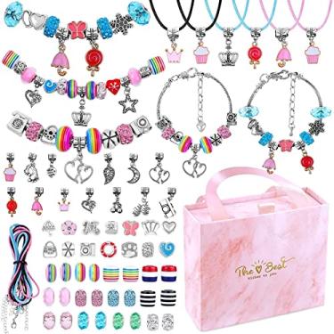Imagem de ZJchao Kit de Fabricação de Pulseiras, Kit de Fabricação de Joias DIY Com Miçangas Coloridas e Pingentes para Meninas, Pulseiras de Corrente de Cobra Ajustáveis (5)