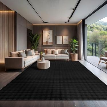 Imagem de CAMILSON Tapete de pelúcia 20 x 25 cm moderno felpudo felpudo ultramacio tapete de cabeceira antiderrapante pilha alta fácil de limpar durável sala de estar quarto infantil tapete interno (8 x 10