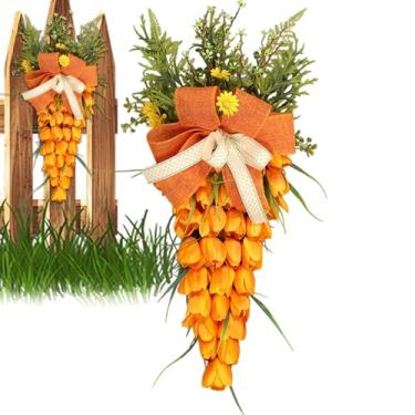 Imagem de Coroa Da Porta Da Frente | Artigos Para Festas Em Forma De Cenoura Resistente às Intempéries,Grinalda de Porta Primaveril | Para Sala de Estar Interior Lareira Alpendres Jardim Celeiro