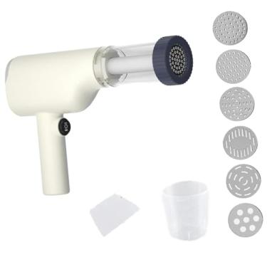 Imagem de Pistola de macarrão automática, máquina de massa elétrica portátil, com 6 moldes, fácil de limpar e transportar, adequada para cozinha, casa, restaurante (1PSC)