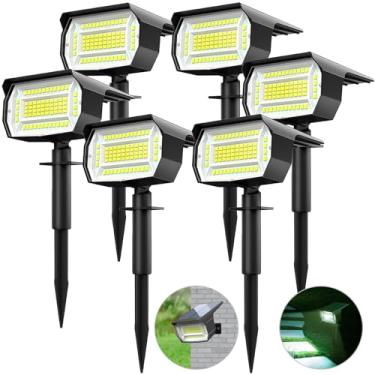 Imagem de LOTMOS Luzes solares para ambientes externos, pacote com 6/72 LED/3 modos de iluminação 2 em 1 luzes solares de paisagem, liga/desliga automática IP67 à prova d'água para quintal, árvore, jardim, casa