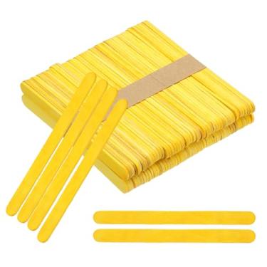Imagem de PATIKIL Pacote com 100 bastões de artesanato, palitos de madeira de 11 cm para artesanato, sorvete, faça você mesmo, projetos de arte em casa, designs criativos, educação, amarelo
