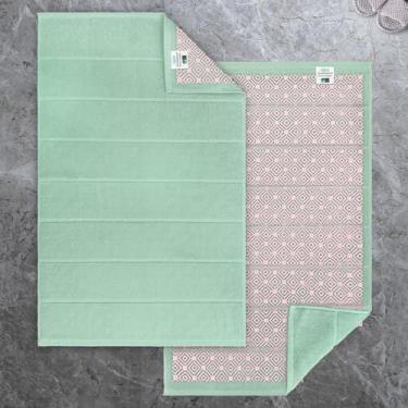 Imagem de VOOVA & MOVAS Pacote com 2 toalhas de tapete de banho de algodão, grande 50,8 cm x 83,8 cm de espessura, 1020 g/m² - estilo hotel, altamente absorvente, tapetes antiderrapantes laváveis para chão de