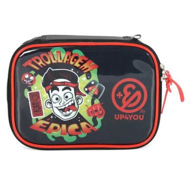 Imagem de Estojo Escolar Box Grande Bolsinha Infantil Up4you Enaldinho, Vermelho