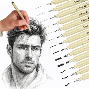 Imagem de Kit 12 Canetas Canetinhas Profissional Nanquim para Mangá Desenho Técnico Artístico Lettering Brush Sakura Caligrafia Kit Precisão Projetos Caligrafia Qualidade Linha Super Premium Std