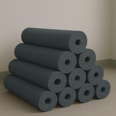 Imagem de Kit 10 Tapete Yoga Colchonete Tatame 1,70m x 55cm x 5mm para Exercício em Casa(Preto,Com Alça)
