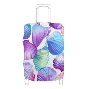 Imagem de Joisal Capas de mala para protetor de bagagem, estampas elásticas, acessórios de mala de viagem, conchas pastel, branco, P, serve para capa de 45 a 50 cm, Conchas coloridas pastel brancas, XL 29-32 in