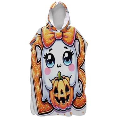 Imagem de Joisal Roupão de mudança de poncho de surfe para adultos toalha de banho com capuz reutilizável fofo abóbora Halloween ponchos adultos para mulheres
