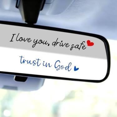 Imagem de Goktvai 5 Autocolantes para Espelho Retrovisor Amo-Te Conduz em Segurança Confia em Deus, Engraçados Autocolantes Cristãos Automóveis para Homens e Mulheres (Preto, Azul)