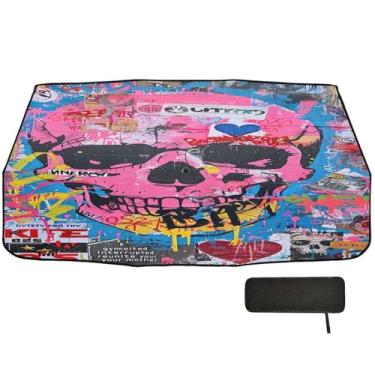 Imagem de Guarda-sol dobrável de caveira estilo urbano para para-brisas com cobertura completa para janela de carro 147 x 75 cm guarda-sol para carro