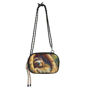 Imagem de TSENQUE Linda bolsa feminina de bicho-preguiça pequena bolsa tiracolo bolsa de telefone carteira de viagem pequena bolsa de ombro fofa