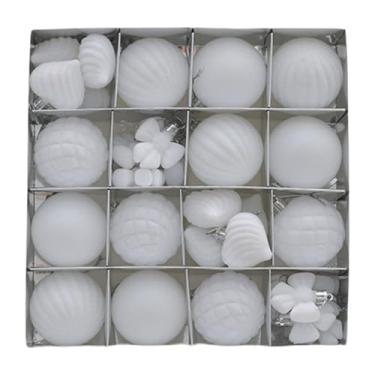 Imagem de Sclmgo Enfeites de Natal para Pendurar Na árvore, Bolas de Natal com Pingentes Flocados, Bolas de Natal para Aniversário, Decoração de Interiores, E, Branco, Tamanho real