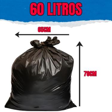 Imagem de Saco de Lixo 50 unidades Resistentes Antivazamento Tamanhos 15/20/40/60/100 Litros (60 LITROS)
