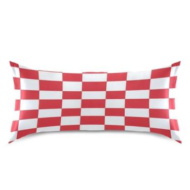 Imagem de Blueangle Fronha de cetim refrescante para cabelo e pele, fronha xadrez para dia dos namorados, tamanho king 50,8 x 101,6 cm com fecho de envelope (340)