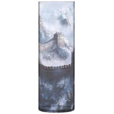 Imagem de Vasos cilíndricos de impressão de parede da China para centros de mesa, vaso de flores grande personalizado, decoração de sala de estar moderna, 30 cm x 9,9 cm