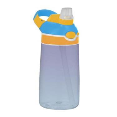 Imagem de Garrafa de água esportiva infantil gradiente azul violeta para escola, garrafa de água Tritan 473 ml com canudo, à prova de vazamento, reutilizável, alça de transporte