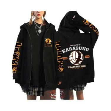 Imagem de Moletom Unissex Com Zíper Haikyuu Anime Japonês Karasuno High School H