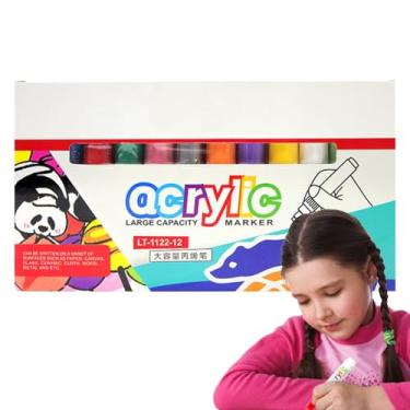 Imagem de Marcadores de desenho | Marcadores de dupla face | de tinta lavável à prova d'água, dupla face, 8 mm, à prova de manchas, conjunto multicolorido, para sala de aula, tecido rock