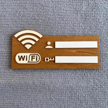 Imagem de Placa De Senha Wi-Fi Vintage De Madeira Para Montagem Em Parede, Sem N