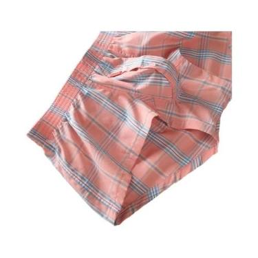 Imagem de Seobean mens sexy coton shorts home comfort checkered fit trunks, BR-M