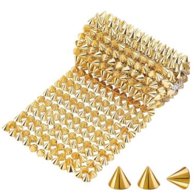 Imagem de CRASPIRE Costura em pontos, 12 fileiras, plástico, malha dourada, guarnição de contas, cola, rebites, ponta plana, 0,5 m, para roupas punk rock, sapatos, artes de casamento, cinto, bolsas, artesanato