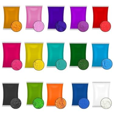 Imagem de (Mix-15 100gm) Holi Gulal Pó Cor Solúvel em Água Natural Festival Photoshoot Rangoli Cores Arco-íris Pó Conjunto Colorido Animais Chá de Bebê Casamento Acampamentos de Verão