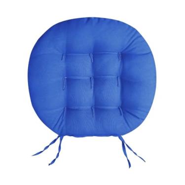 Imagem de Almofada Futon Redonda para Assento de Cadeira 40x40 cm com 9 Furos Almofada de Cadeira Decorativa e Confortável (Azul Royal)