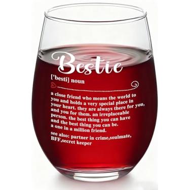 Imagem de Slugeren Presentes de amizade para mulheres, taça de vinho Bestie 500 ml, presentes para irmã amiga no aniversário, dia das mães, Natal