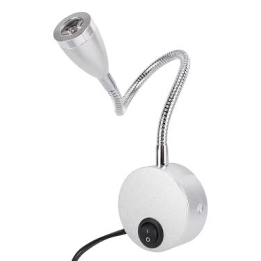 Imagem de Fockety Luminária de Leitura LED de Parede, Abajur de Cabeceira com Haste Flexível Ajustável em 360°, Luz Branca Quente 3W 3000K, para Cabeceira de Cama, Mesa, Escritório, Dormitório (Plugue dos EUA)