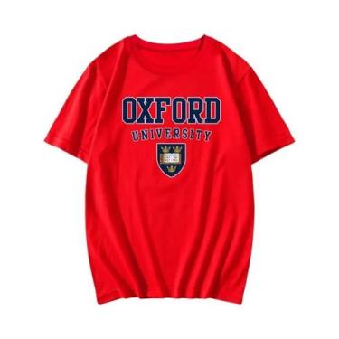 Imagem de Camiseta Unissex Estampada Da Universidade De Oxford, Verão, Manga Cur