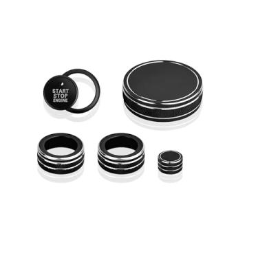 Imagem de Para acessórios Mazda CX50 2023-2025, para Mazda3 2019-2025 e 2020-2025 CX30, 6 peças de kit de acabamento de tampa de botão de liga de alumínio - Push Start, AC, multimídia e volume (preto