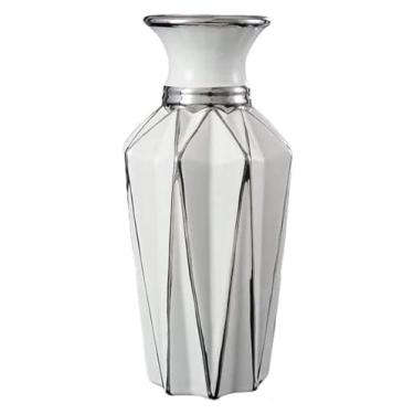 Imagem de Vaso decorativo de cerâmica, feito à mão, banhado a prata, gabinete de TV, escritório, decoração de mesa de jantar, decoração de casa