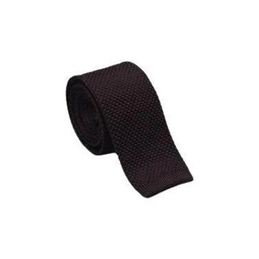 Imagem de Gravata Masculina Slim De Malha Lisa Em Cores Sólidas, Preta E Vermelh