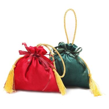 Imagem de Conjunto de sacolas de presente de veludo com alça, bolsa de 20 borlas com cordão