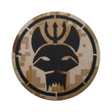 Imagem de Emblema Refletivo De Cabeça De Gato Com Bandeira Dos EUA E Tridente Do