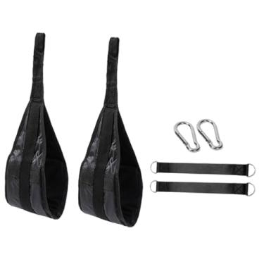 Imagem de UGPLM Conjunto de 2 Cintas Abdominais Suspensas para Exercícios Físicos, Pretas, para Elevar as Pernas, Equipamento Prático de Fitness, Cinto de Treinamento, W Lanyard Carabiner