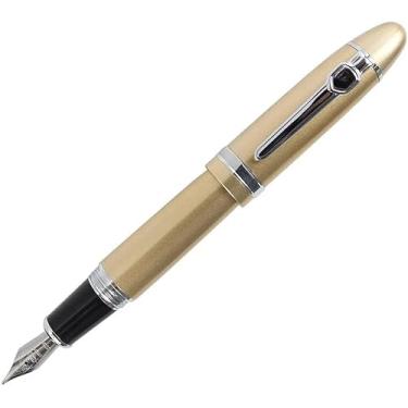 Imagem de FUKUZL Caneta-tinteiro de luxo com estojo para caneta, barril grande, caneta de presente de papelaria de escritório (dourada)