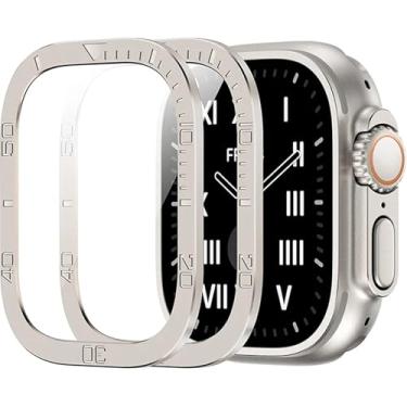 Imagem de KAPPDE Vidro temperado para Apple Watch Ultra 2 protetor de tela de 49 mm moldura de metal anti-arranhões para acessórios IWatch Series Ultra 49 mm (preto)