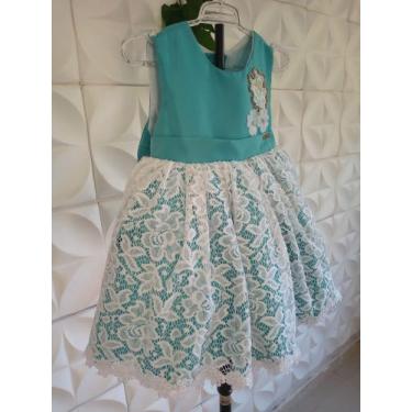 Imagem de Vestido infantil de Festa Menininha, Azul turquesa, 01 Ano