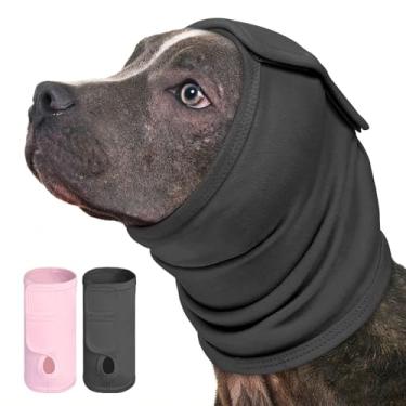 Imagem de AOFITEE Moletom com capuz calmante para cães, faixa de cabeça antiderrapante para hematoma canino, protetor de orelha ajustável para ansiedade de ruído, envoltório de orelha para cães, fogos de